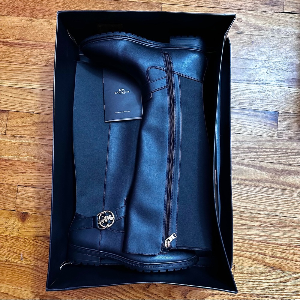 COACH Black Farrah Leather Boots